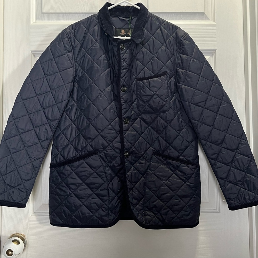 Barbour Tartan 
Men's Quilted Navy Jacket - Picture 3 of 11